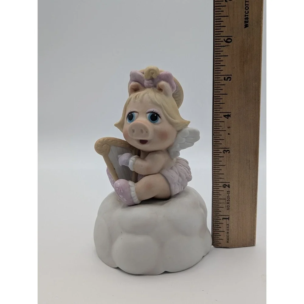Vintage Muppet Babies Miss Piggy Angel Music Box Brahms Lullaby Tune Enesco 1983
